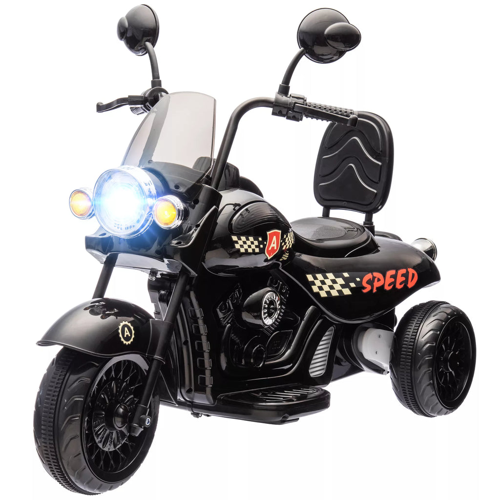 Elektrinis vaikiškas motociklas, 3-5 km/h, Chopper stiliaus, su šviesomis ir muzika, vaikams 3-6 metų, juodos spalvos