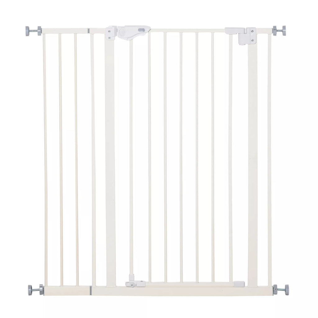 Apsauginė tvora šunims, ypač aukšta, automatinis užraktas, metalinis rėmas, 97,5 x 104,1 cm, balta
