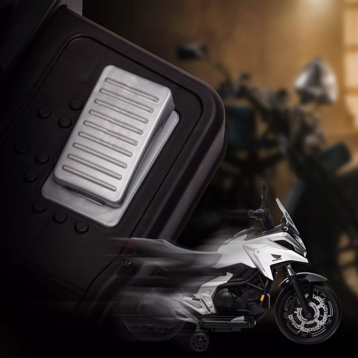 Elektrinis vaikiškas motociklas, 3 km/h, su muzika ir šviesomis, 3-6 metai, iki 30 kg, Balta, Honda