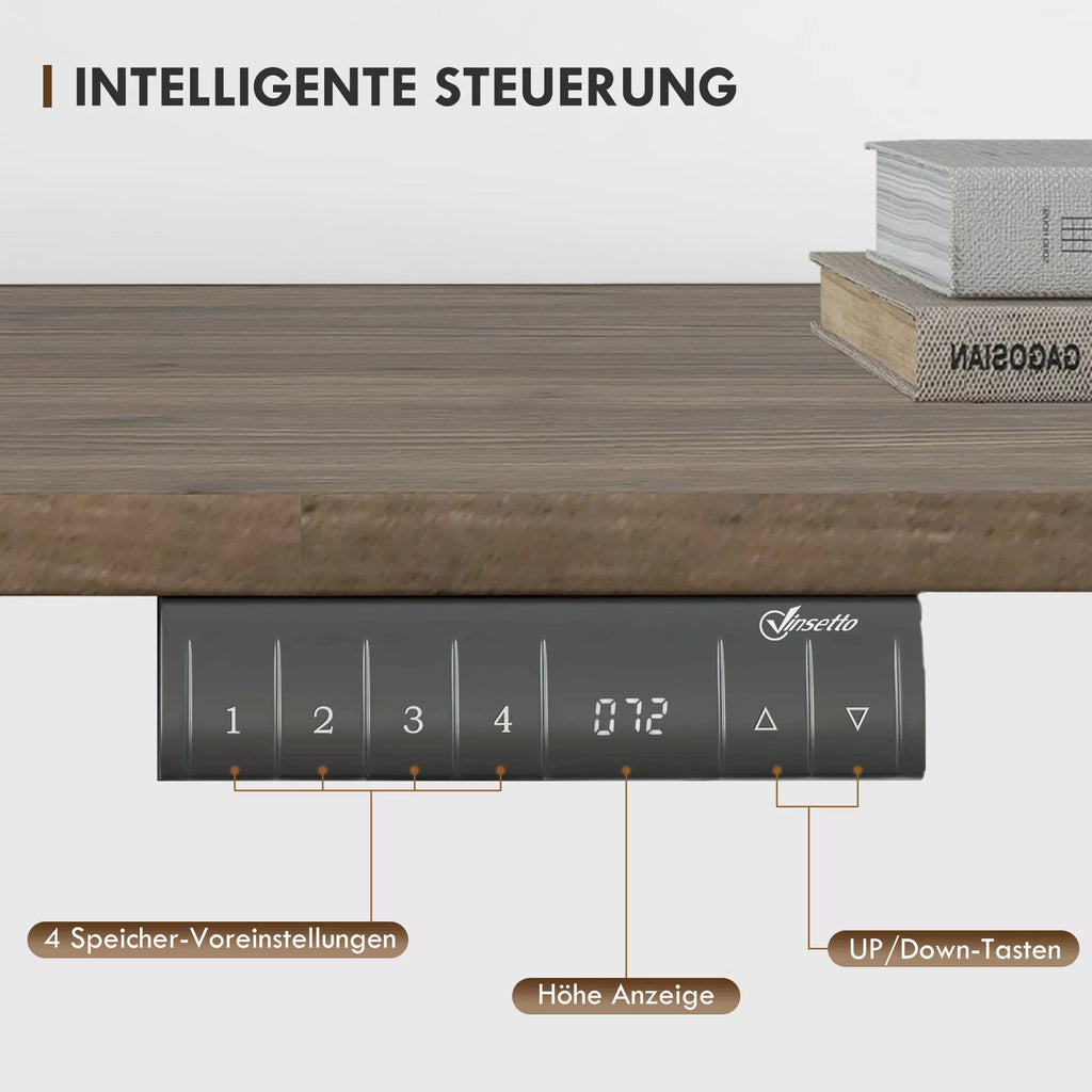Aukščio reguliuojamas stalas Elektrinis 140 x 70 cm Kompiuterio stalas su 4 atminties valdymo funkcijomis, 4 dalių stalviršis, stovimojo-sėdimojo stalo su apsauga nuo susidūrimo, apsauga nuo perkaitimo Juodas