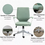 Biuro kėdė Rašomojo stalo kėdė Namų biuro kėdė su svyravimo funkcija aukščio reguliavimo atlošas storai paminkštintas ergonomiškas 360° pasukami ratukai Poliesteris Nailonas PP Žalia+Balta 62x69x92-100 cm