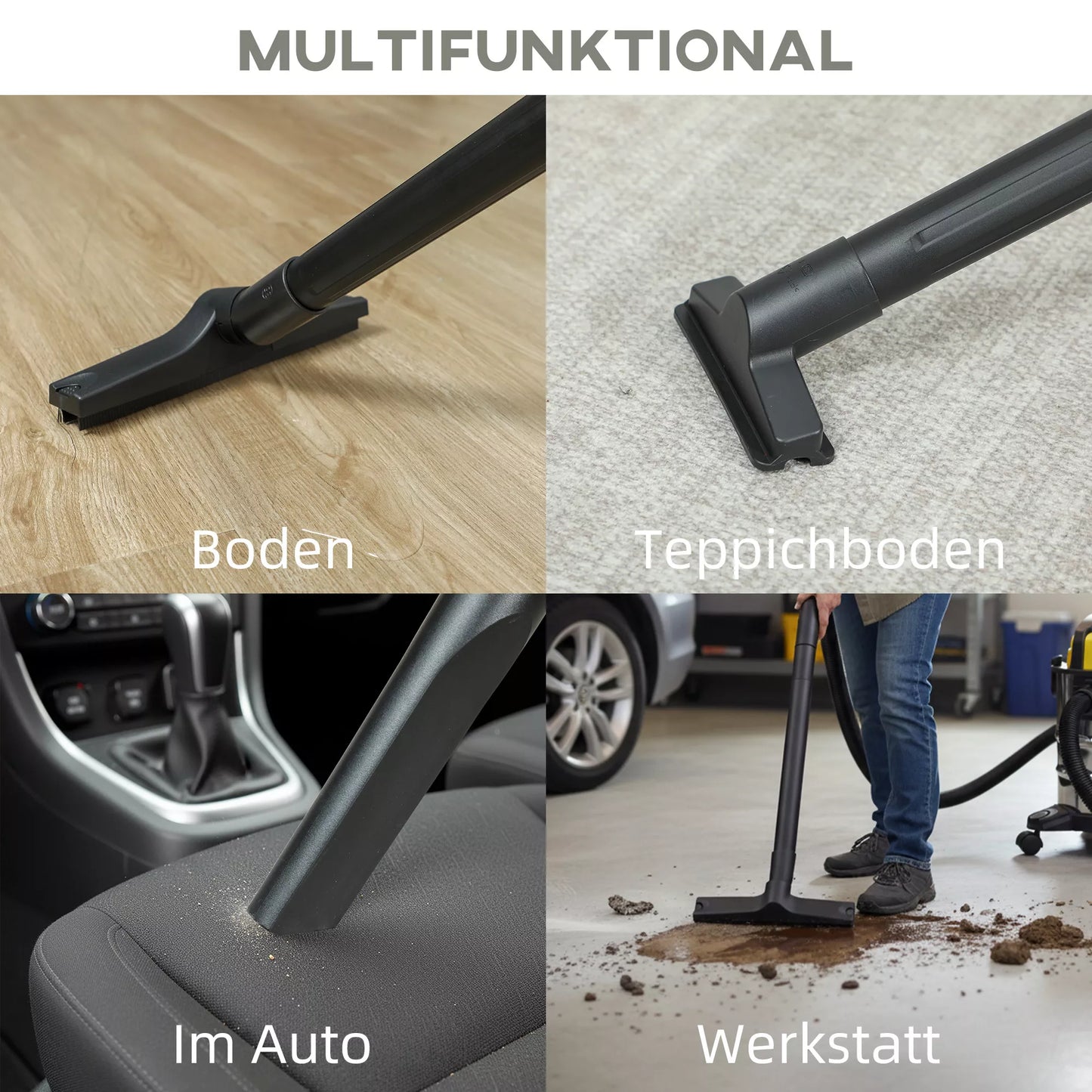 Šlapias ir sausas siurblys, su ratukais, 3 pakopų filtravimo sistema, 20 l dulkių surinkimo talpa