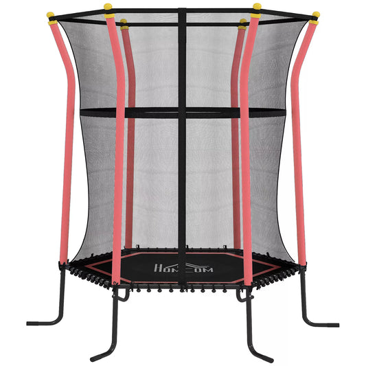 Trampolinas vaikams, Ø163,5 cm, su apsauginiu tinklu, paminkštintas, plieninis, atlaiko iki 50 kg svorį, juodas ir raudonas