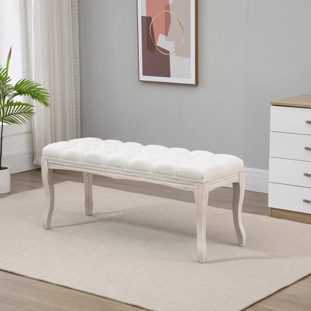 Suoliukas su lininiu apmušalu ir medinėmis kojelėmis, 110 cm, smėlio spalvos