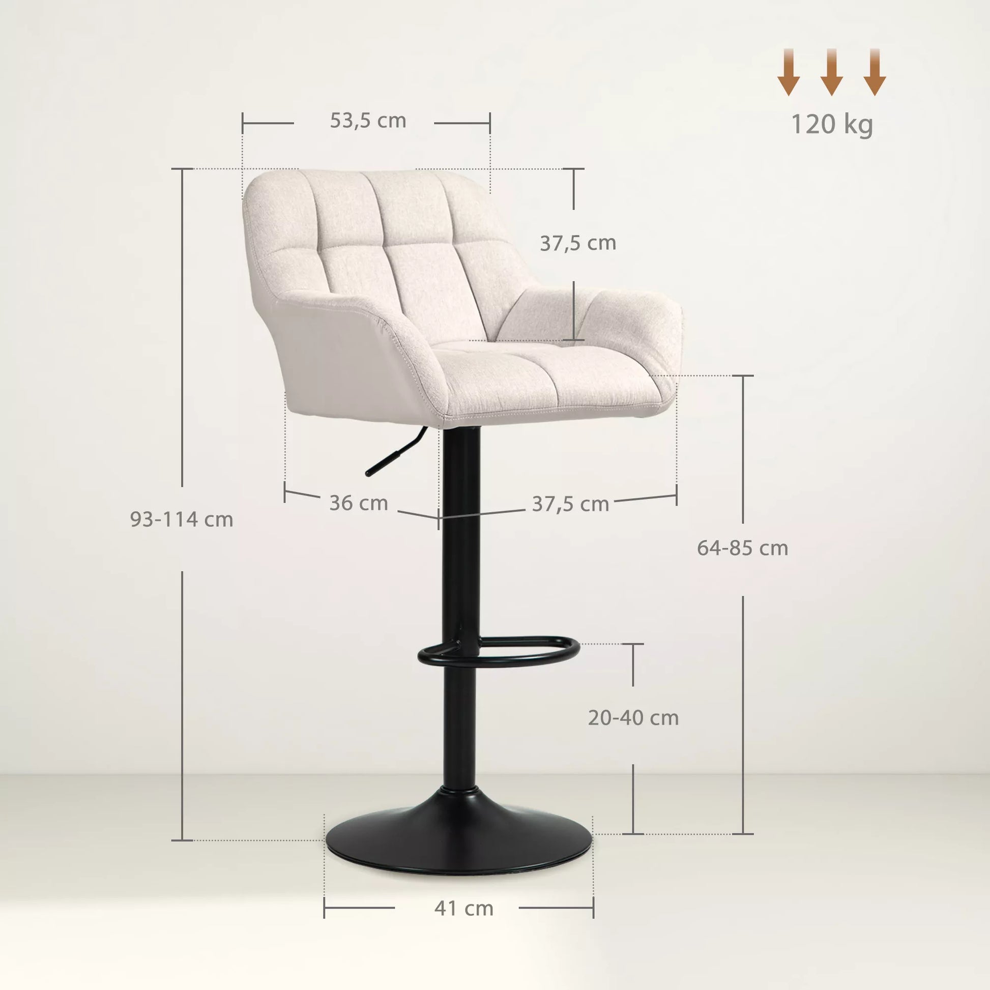 Retro dizaino, baro kėdžių komplektas (2 vnt.), dirbtinė oda ir linas, smėlinė ir juoda spalvos