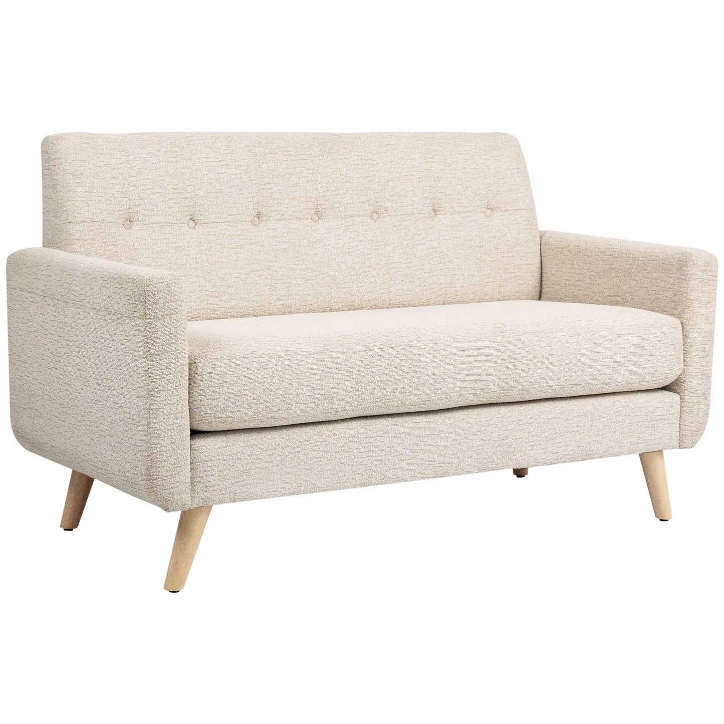 Dviejų vietų sofa, patogi, 134x71x82 cm, smėlio spalvos