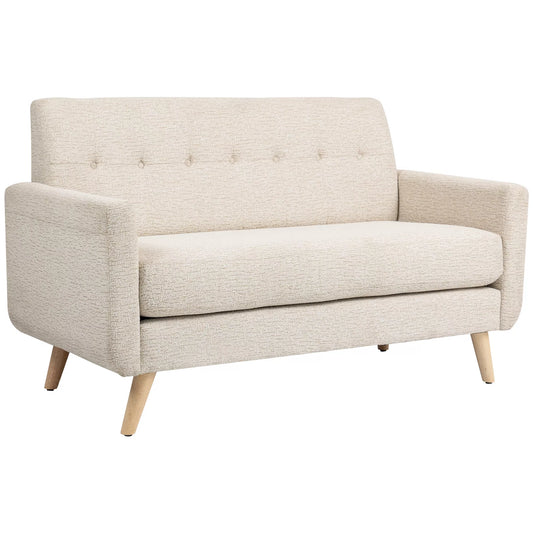 Dviejų vietų sofa, patogi, 134x71x82 cm, smėlio spalvos