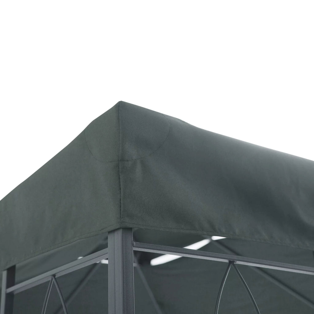 Atsarginis stogas metaliniam paviljonui 3x4 m, atsparus vandeniui Paviljono stogas su dvigubu stogu, atsarginis dangtis sodo paviljonui, šventėms skirtam palapinei, sodo palapinei, poliesterio, anglies pilkos spalvos