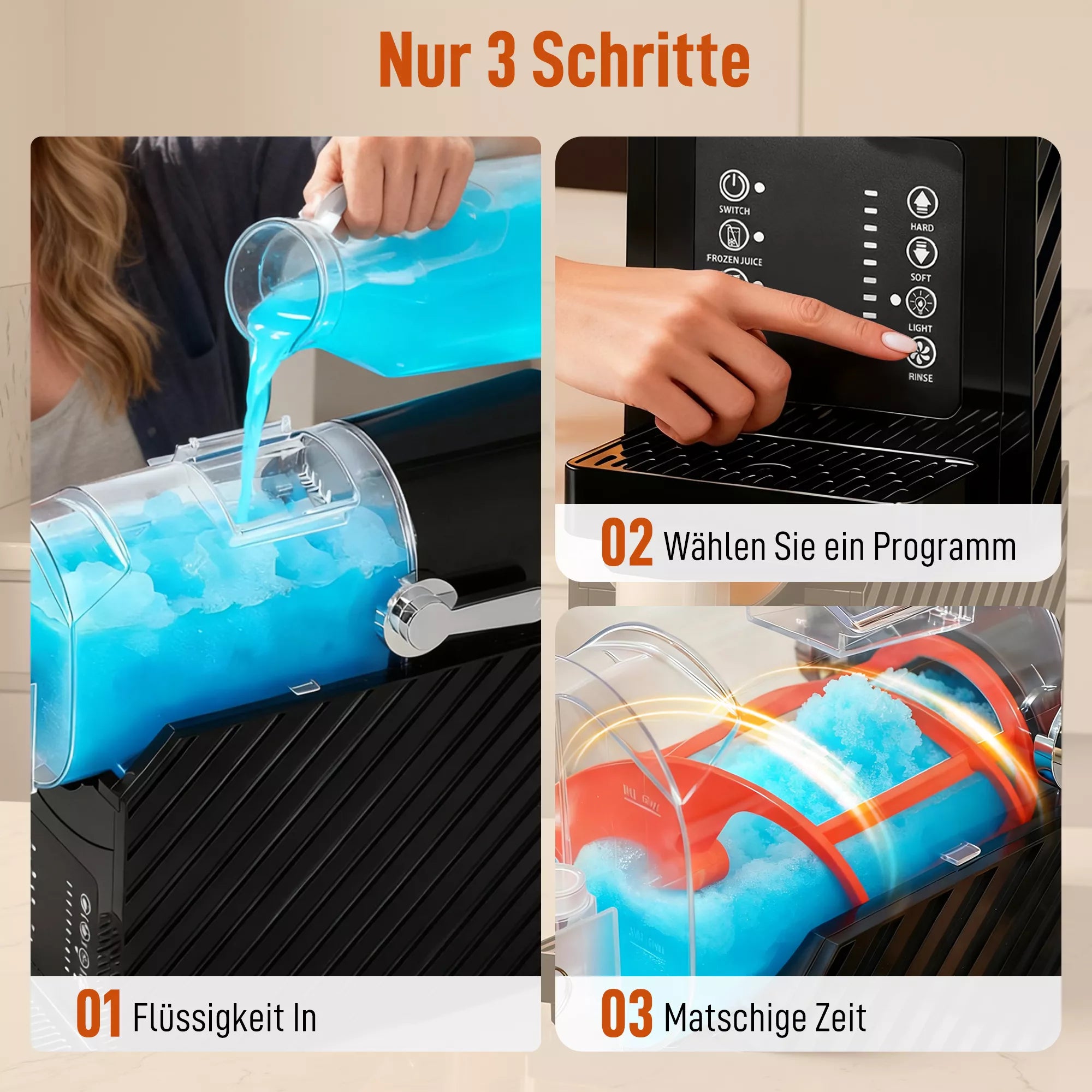 Sniego aparatas, greitas aušinimas, maišymo funkcija, 2,4 L, apšvietimo funkcija, juoda