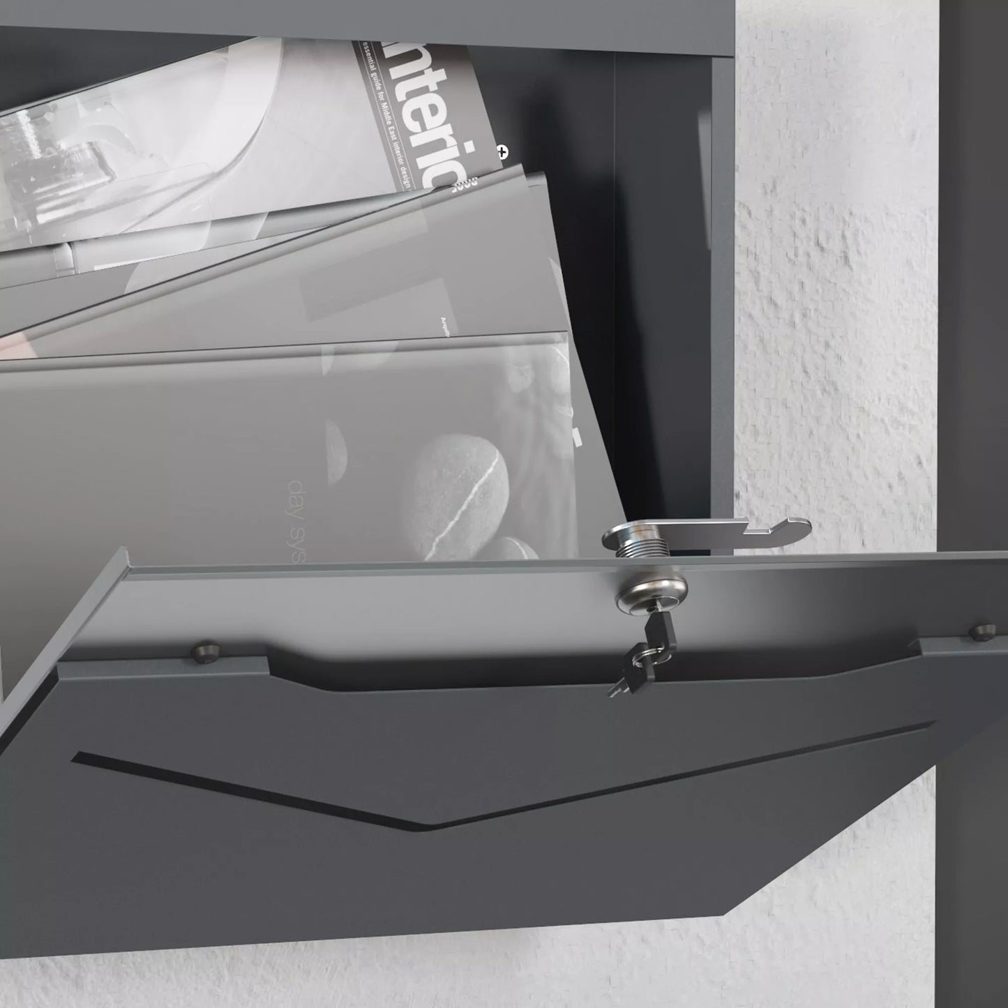 Pašto dėžutė, modernaus dizaino, atsparus oro sąlygoms, 37 cm x 10,5 cm x 37 cm, Pilka