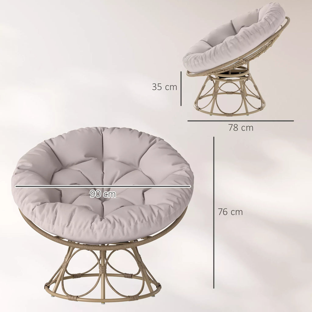 Papasansessel Rattan 360° sukiojamas krepšinio kėdė su sėdimojo pagalvėle apvali lauko
