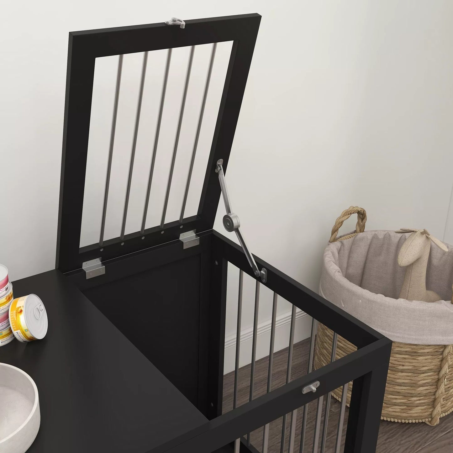 Šunų narvas Šunų dėžė Šunų transportavimo dėžė, 2 durys, užrakinamos, plieninės grotelės, 80 cm x 50 cm x 56,5 cm, Juoda