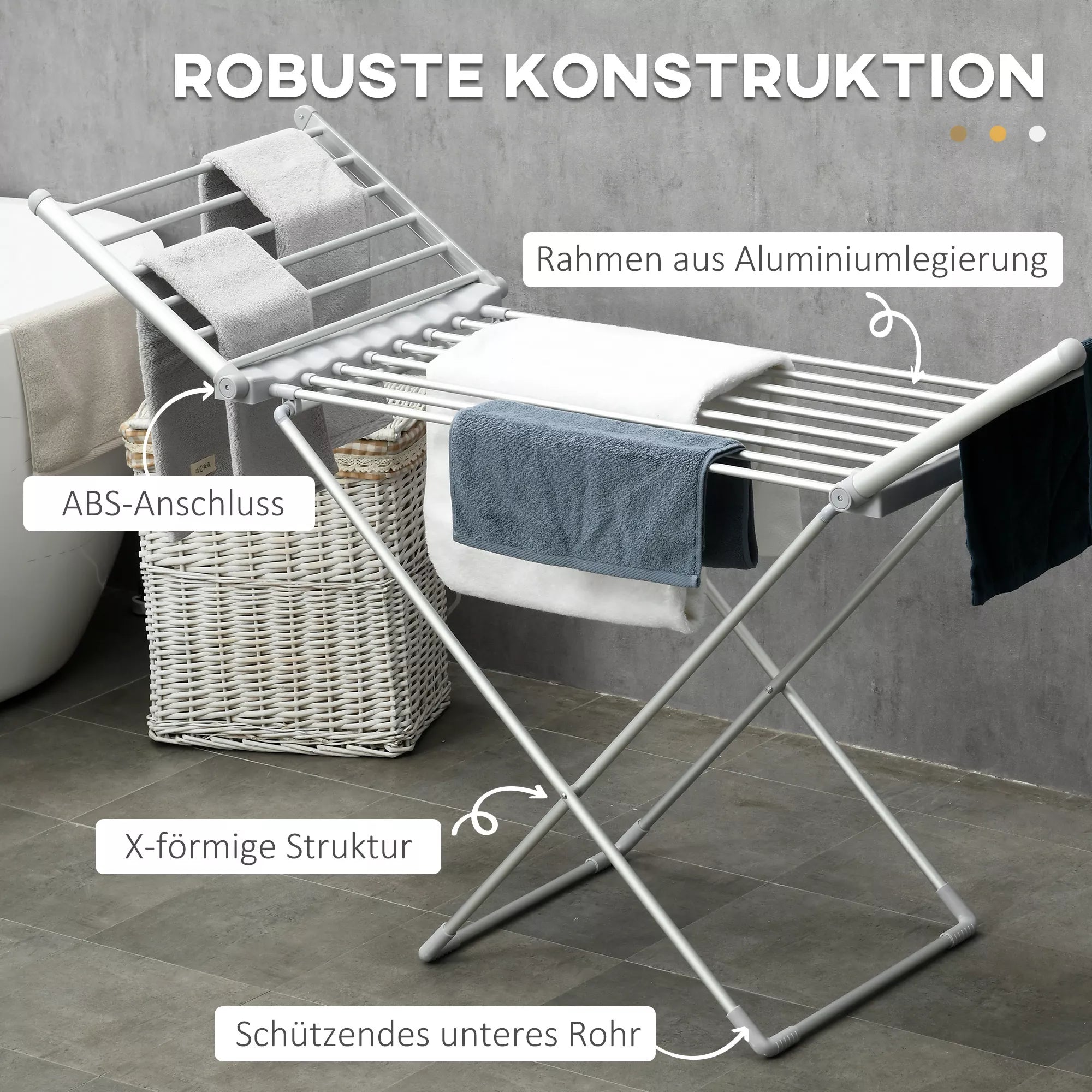 Skalbinių džiovintuvas su šildymo funkcija, 45–55 ℃, sulankstomas, 144L x 53B x 96H cm