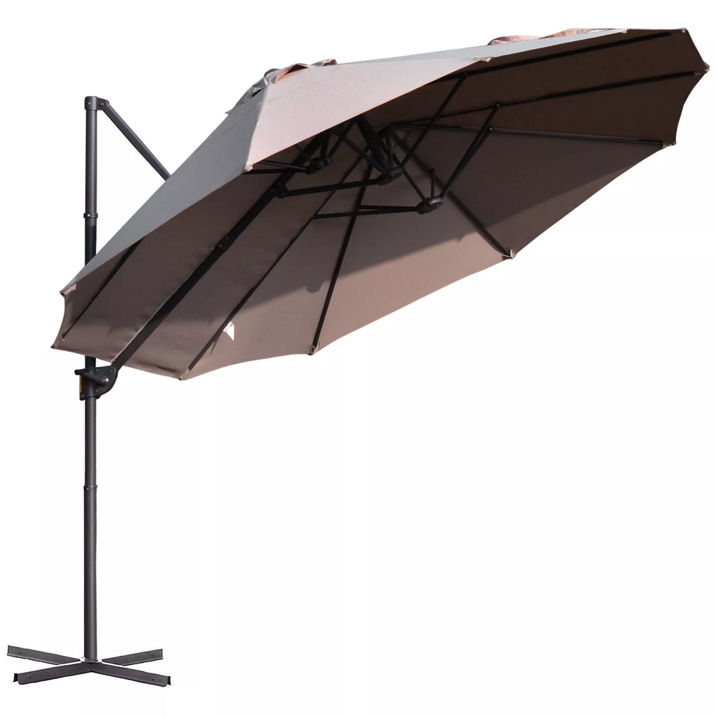 Dvigubas skėtis Ampelschirm Dvigubas skėtis su rankena Reguliuojamas sodo skėtis Saulės apsauga Metalo Ruda 440 x 270 x 250 cm