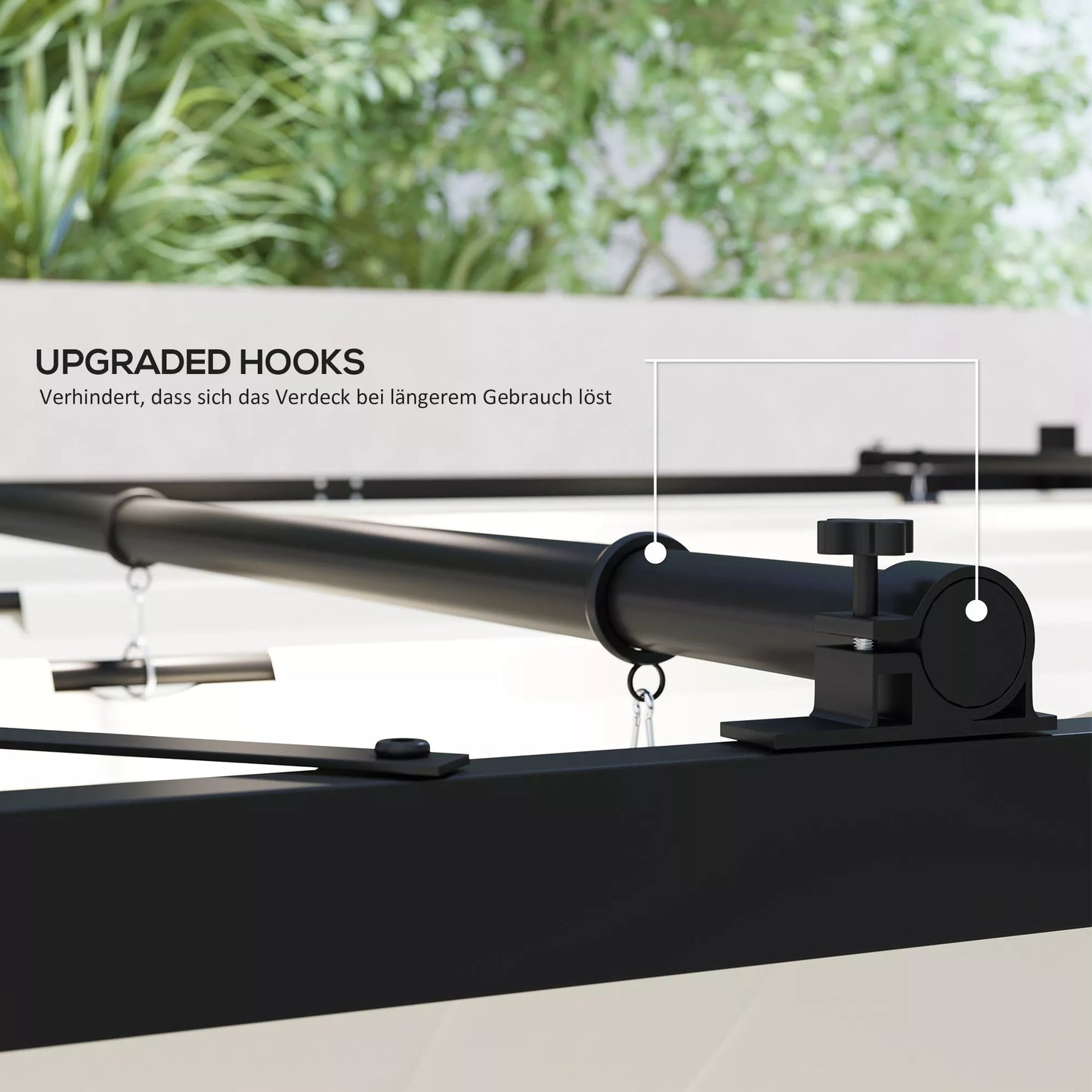 Sodo pergola, 3 x 3 m, ištraukiamas stogas ir magnetinis padas, lauko baldakimas, sodo pavėsinė, UPF30+, metalas, kreminė balta spalva