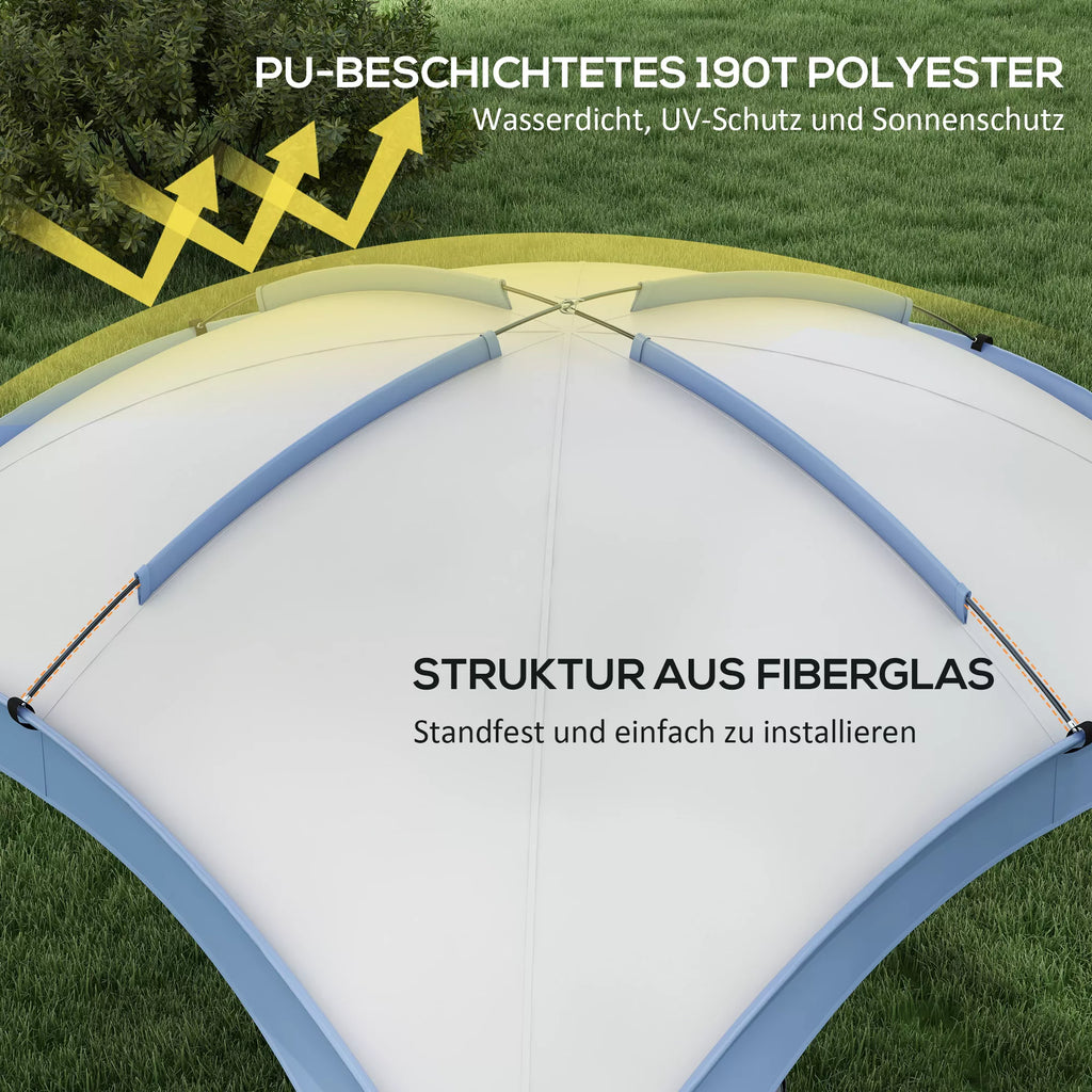 Event Shelter 3,5 x 3,5 m paviljonas su kabliais Durys Vandeniui atsparus Žiemai pritaikytas Sodo paviljonas Šviesiai mėlynas