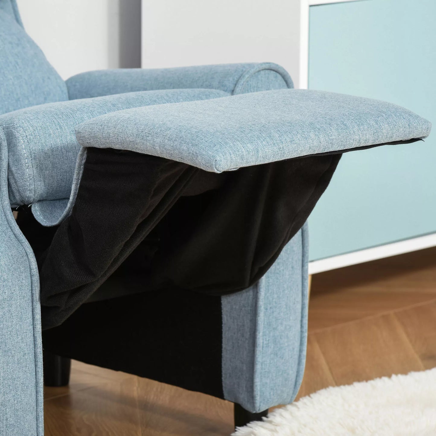 Vaikiška sofa-fotelis su kojų atrama, reguliuojamu atlošu, poilsio krėslas, vaikiška kušetė, kėdė, dieninė sofa 3–5 metų berniukams ir mergaitėms, mėlyna