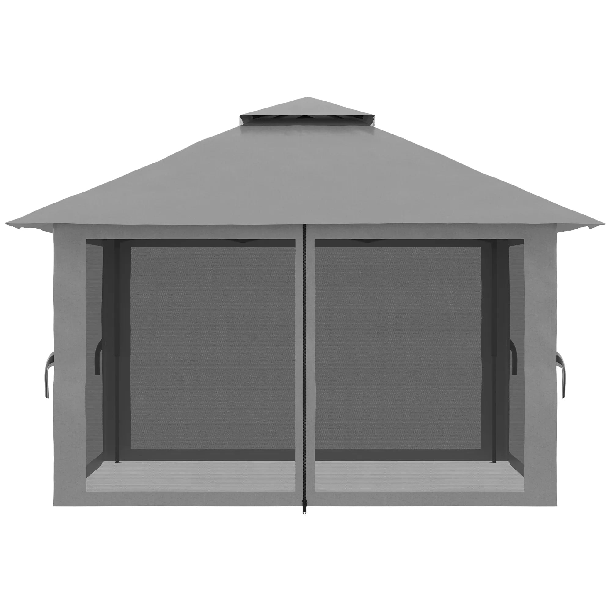 Sulankstomas paviljonas, reguliuojamo aukščio, 4 tinklinės sienos, ventiliacinis stogas, nešimo krepšys, greitas surinkimas, tamsiai pilkos spalvos, 4 x 4 x 3 m