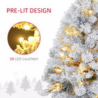 Dirbtinė eglutė, 92 cm, su LED, apsnigtomis šakomis ir kankorėžiais