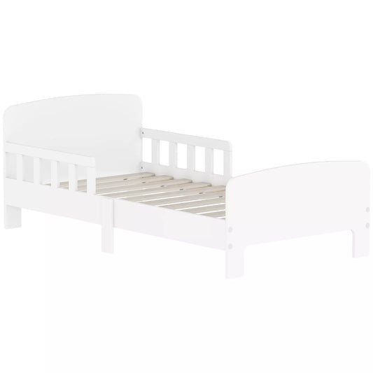 Vaikška lovytė su apsauginiais šoneliais, mažylių lovytė vaikams nuo 3 iki 8 metų, MDF, Balta