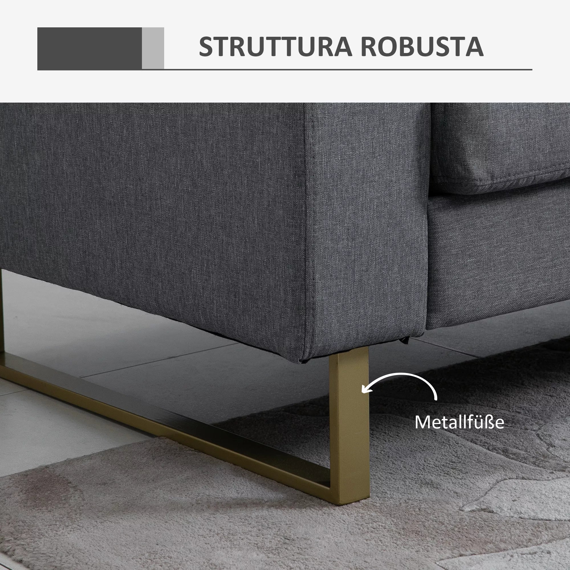 3 vietų sofa Trijų vietų audinio sofa su pagalvėlėmis, porankiais, lino išvaizda, miegamajam, 200 x 82 x 78 cm, tamsiai pilka