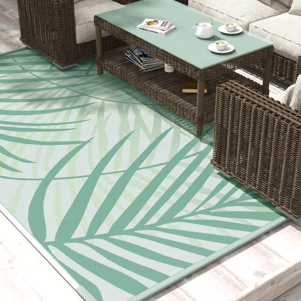 Lauko kilimas Terasos kilimas, atsparus atmosferos poveikiui, modernus dizainas, 365 cm x 274 cm x 0,3 cm, žalias + kreminis