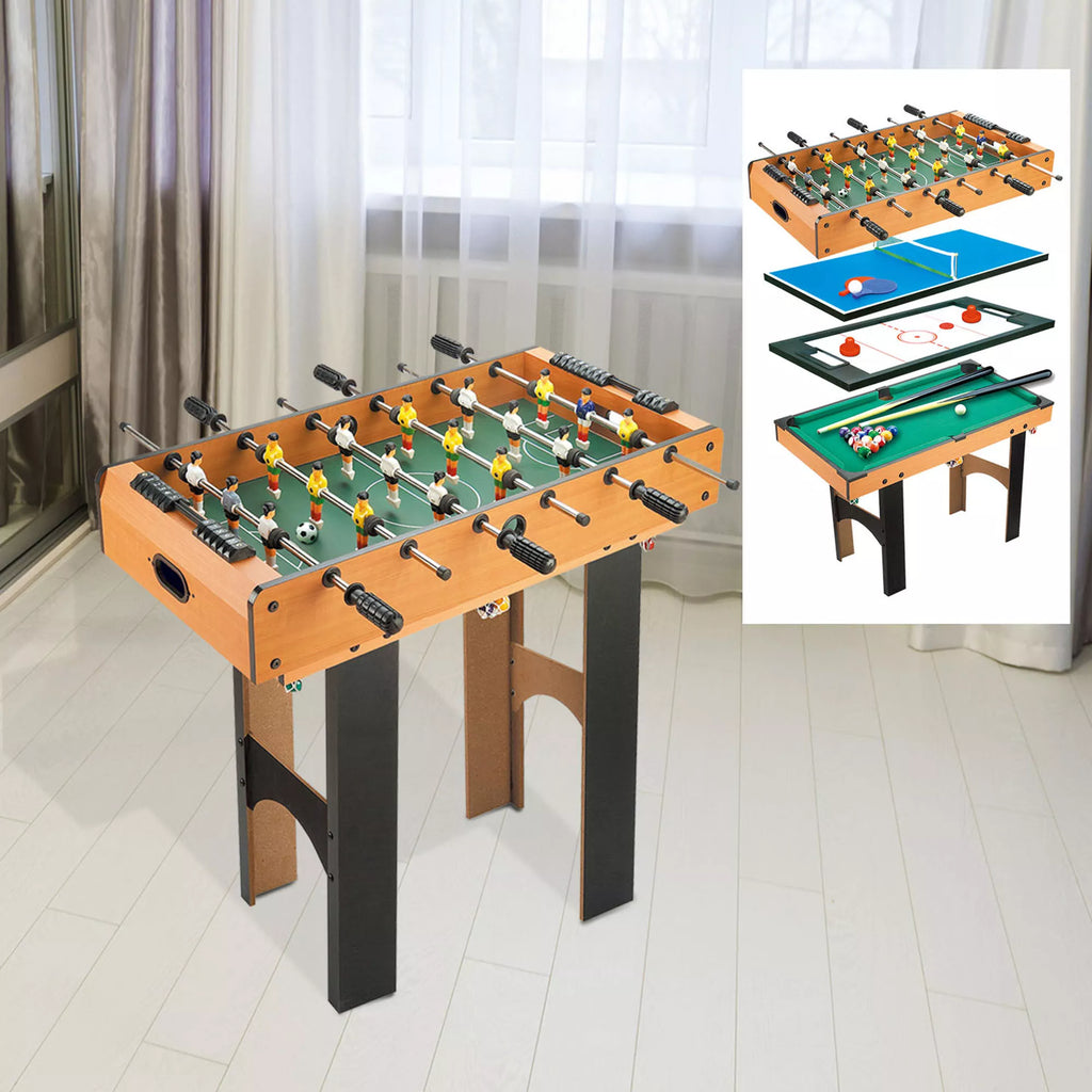 2 viename stalo futbolas, 4 viename daugiafunkcinis stalas, kompaktiškas, su žaidimo reikmenimis, 92 x 78 x 80 cm