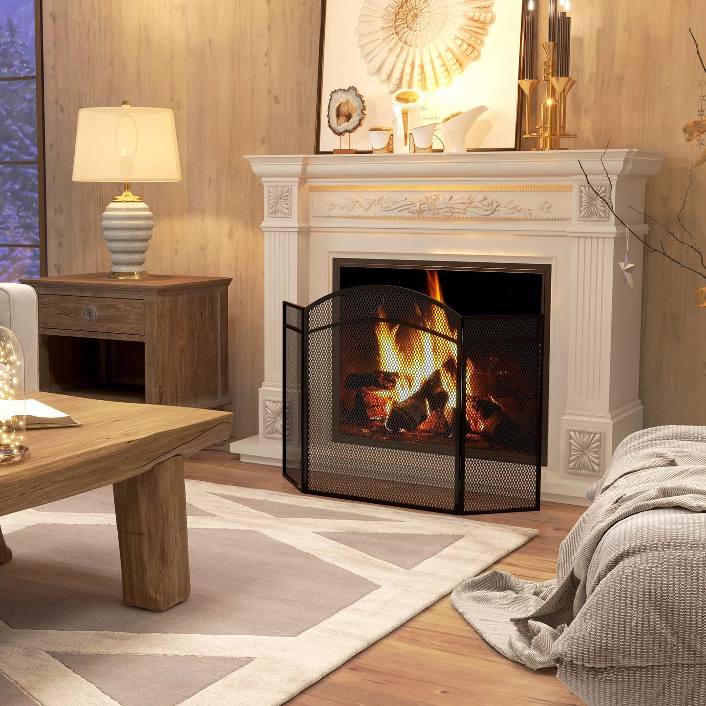 Apsauga nuo kibirkščių židiniams, elegantiškas kibirkščių gaudyklė, sulankstomas, padengtas, Juodas, 96 x 60 cm