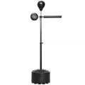 Aukščio reguliuojamas bokso kriaušė, pasukama 360°, su bokso pirštinėmis, juoda, 80,5 x 48 x 163–205 cm