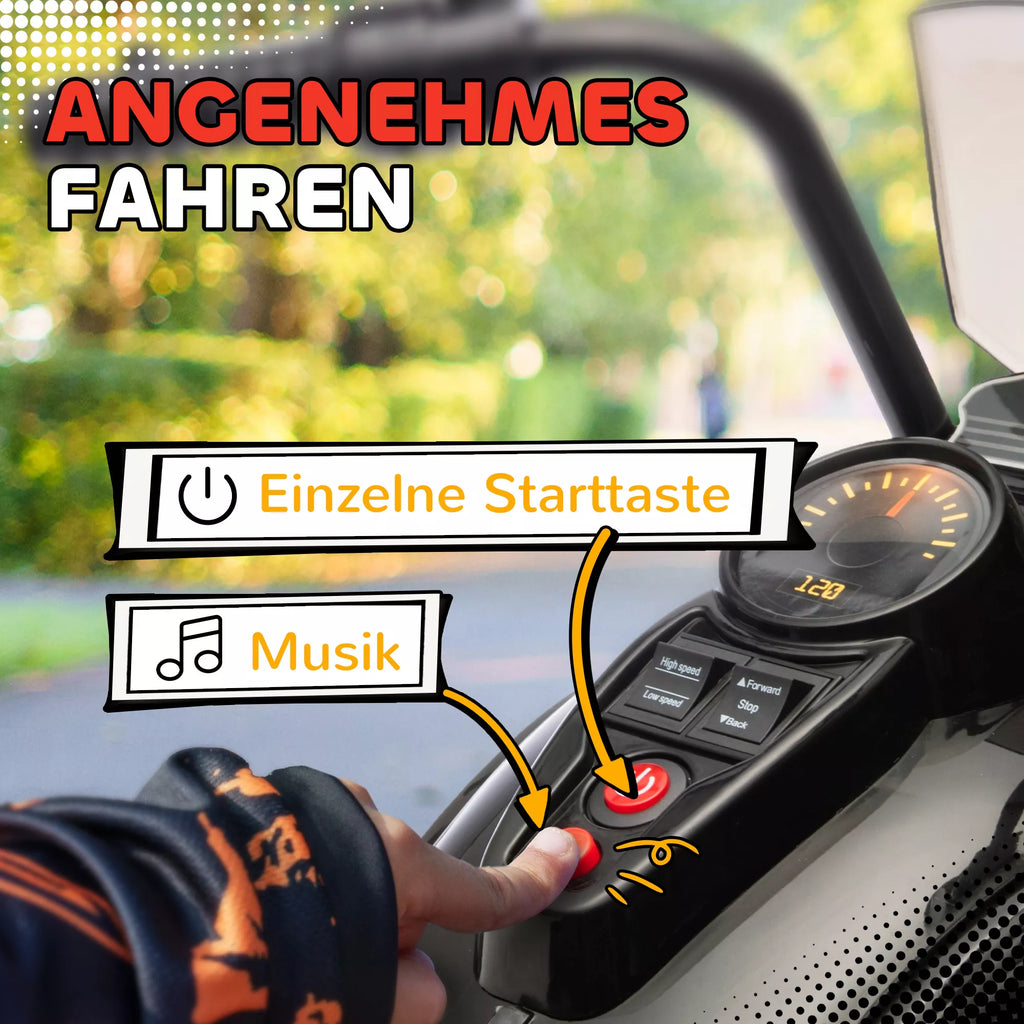 Elektrinis vaikiškas motociklas, 3-5 km/h, Chopper stiliaus, su šviesomis ir muzika, vaikams 3-6 metų, juodos spalvos