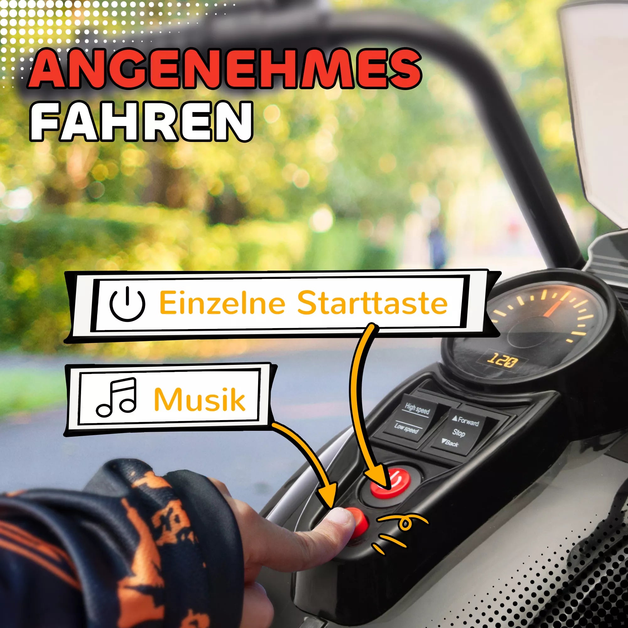 Elektrinis vaikiškas motociklas, 3-5 km/h, Chopper stiliaus, su šviesomis ir muzika, vaikams 3-6 metų, juodos spalvos