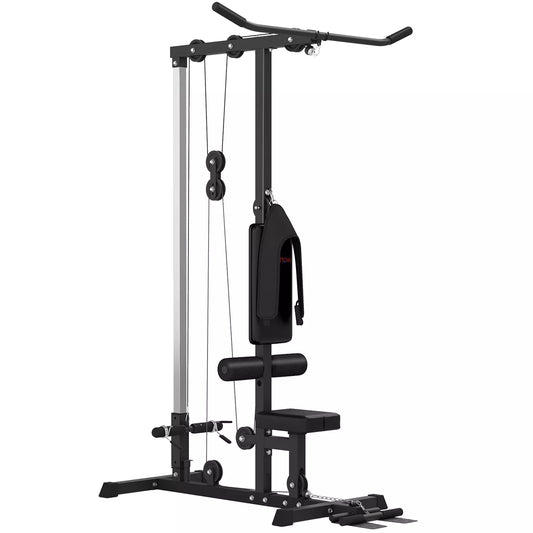 Jėgos stotis namams, irklavimo treniruotės, be svorių, sporto įranga namams, plienas, dirbtinė oda, juoda