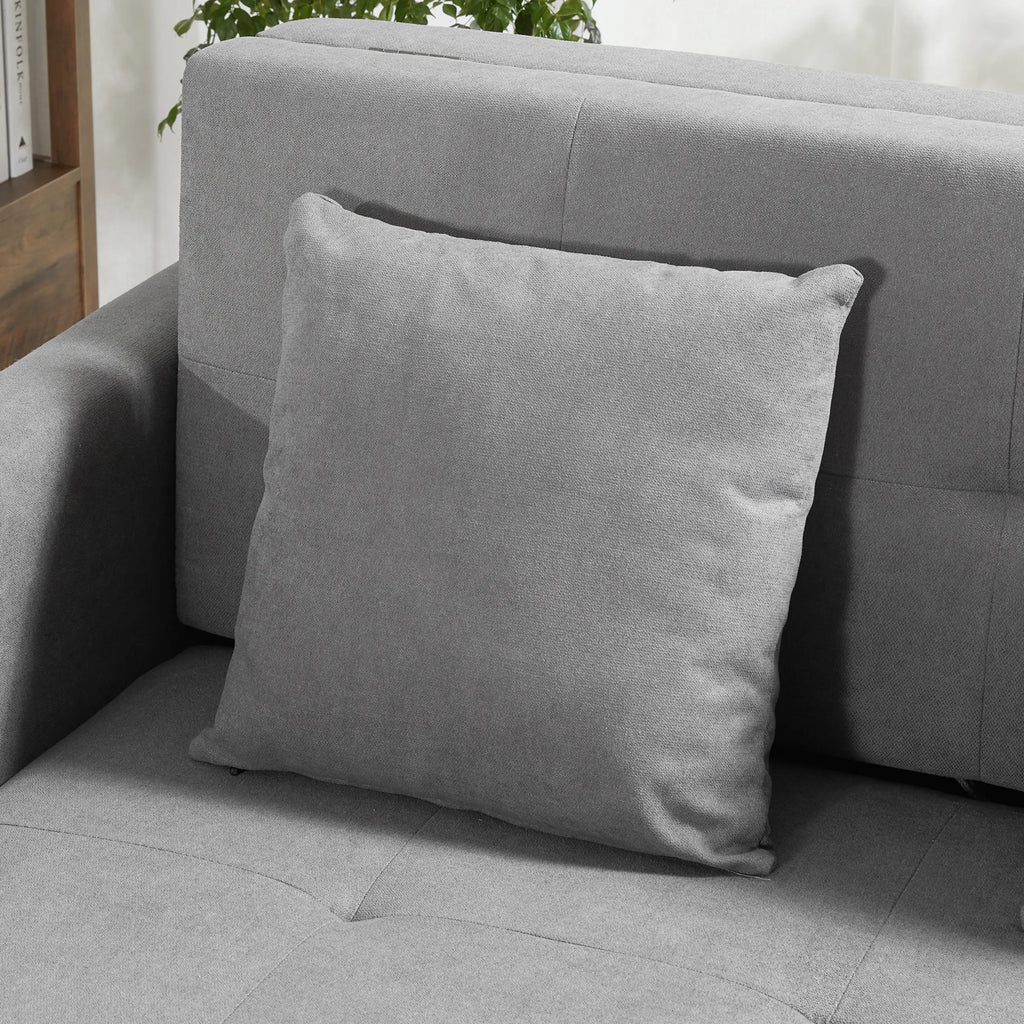 Miegamoji sofa, 2 vietų sofa, iki 200 kg, su paslėpta daiktadėže, polikotonas, pilka