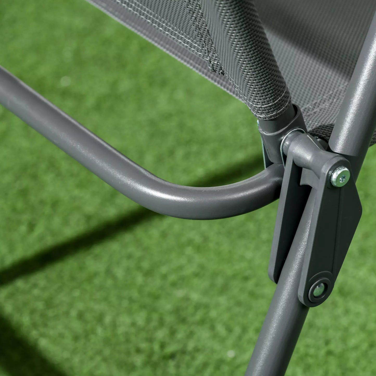 3 dalių bistros komplektas iš metalo, atsparus oro sąlygoms, sodo baldų komplektas su sulankstomu stikliniu staliuku ir sodo kėdėmis, tamsiai pilkos spalvos