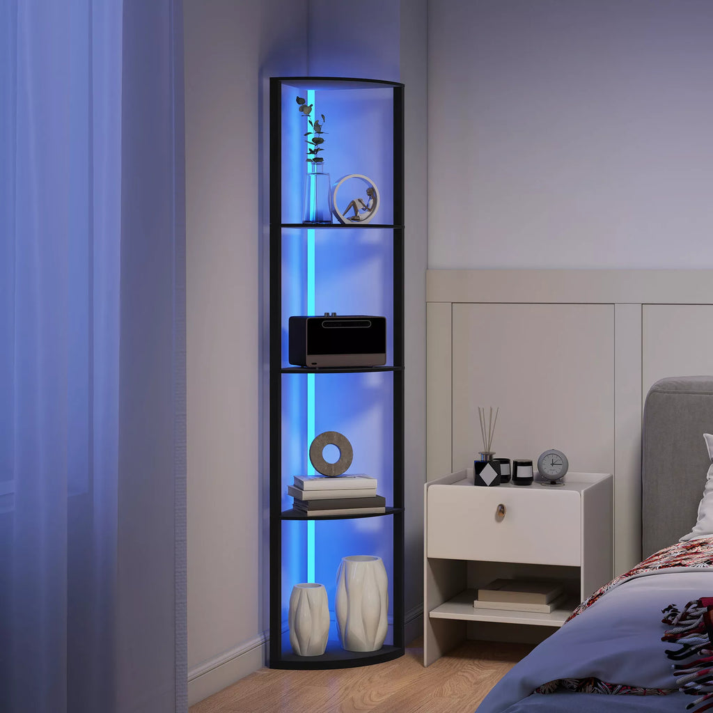 Pastatomas šviestuvas-lentyna su LED RGB apšvietimu, juodas