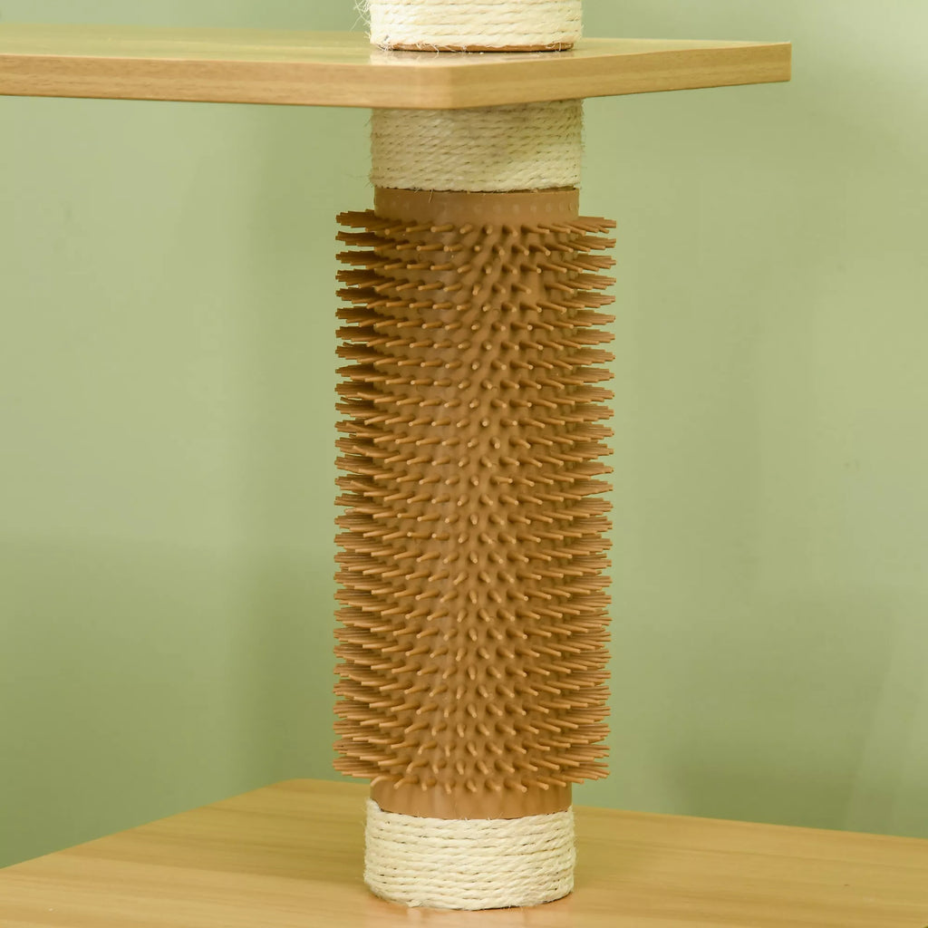 Kratzbaum Katės medis Katės urvas, 1 katės lovelė, 1 gulėjimo vieta, 59,5 cm x 39,5 cm x 114 cm, ruda + balta