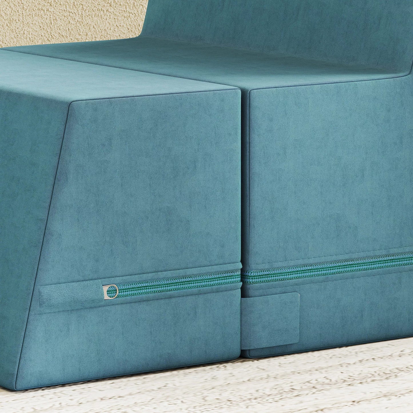 2 dalių minkštų žaidimų blokelių rinkinys mažyliams, dirbtinė oda, putplastis, laipiojimui, statymui, žaidimams, smėlio spalvos+mėlyna