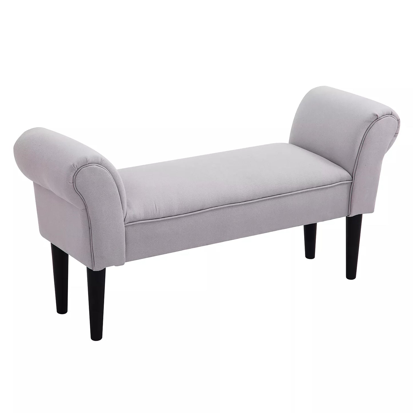 Lovos suolas, paminkštintas suolas, sėdima suola, prieškambario suolas miegamajam, atlaiko iki 130 kg, burinio audinio, pilkos spalvos, 102 x 36 x 51 cm