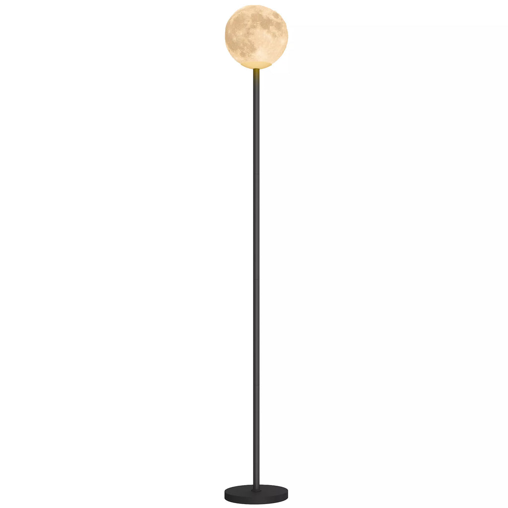 Pastatomas šviestuvas Mėnulio imitacijos gaubtu, 140 cm, juodas