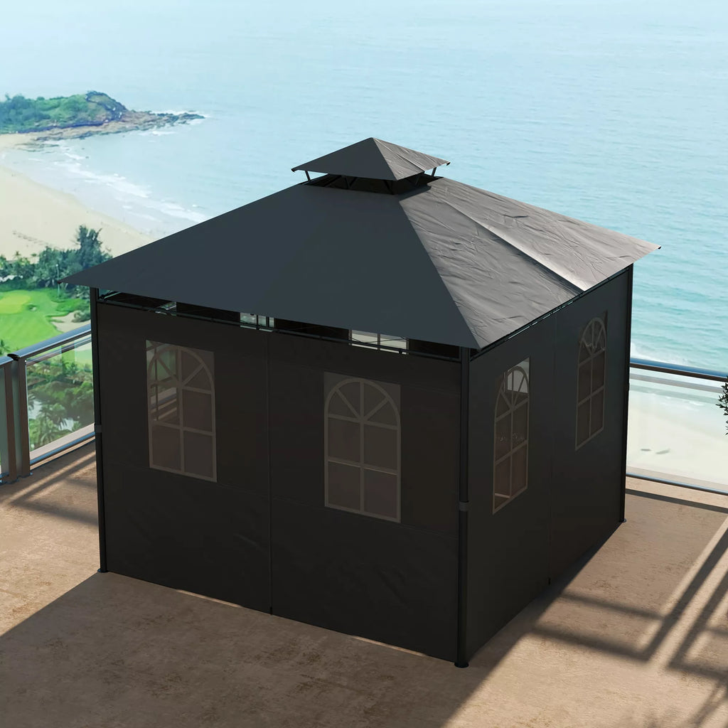 Pavilionas, šventinė palapinė, sodo paviljonas, 3 x 3 x 2,88 m, tamsiai pilkos spalvos