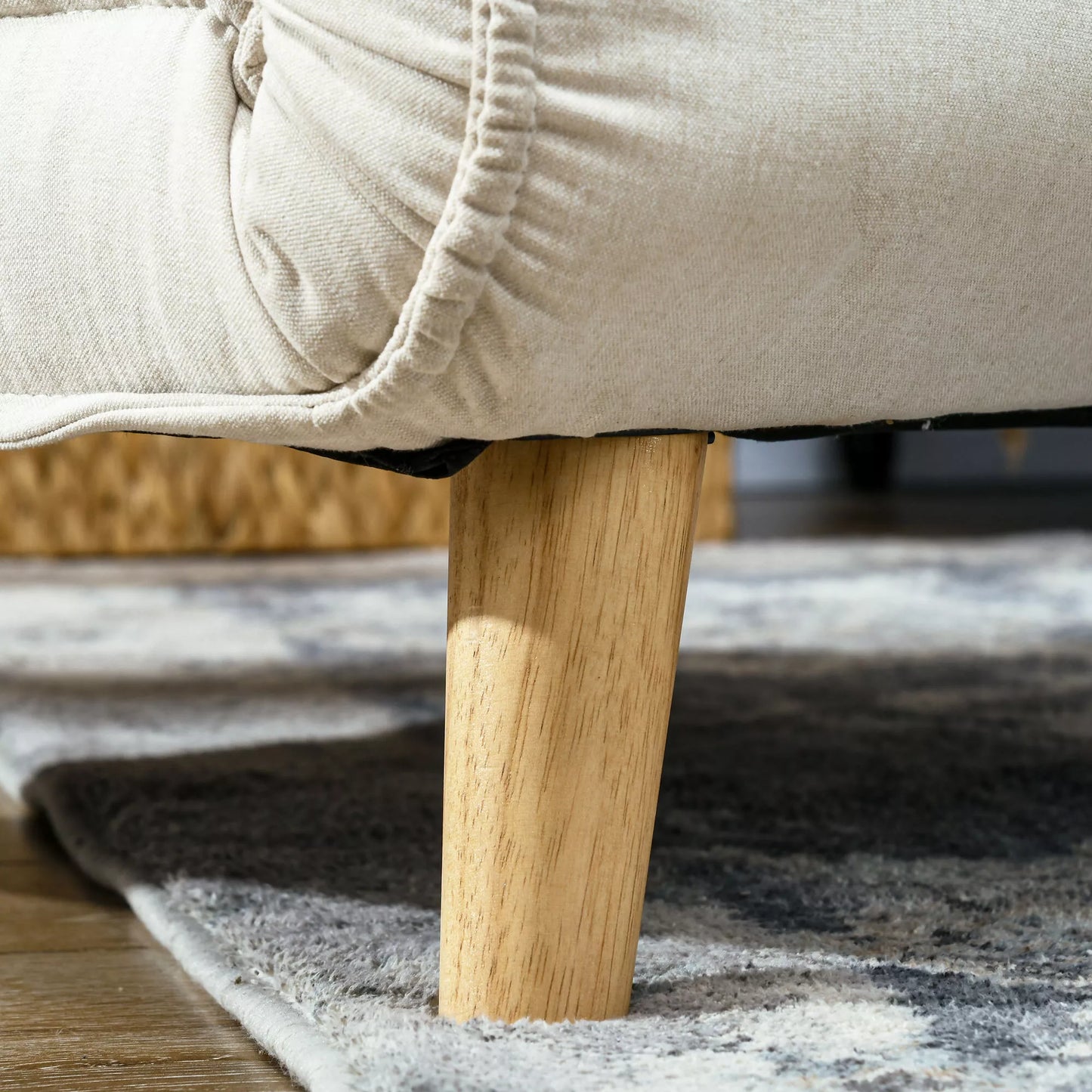 Miegamoji kėdė, 6 pakopų reguliuojamas atlošas, linine išvaizda, iki 120 kg, kreminė