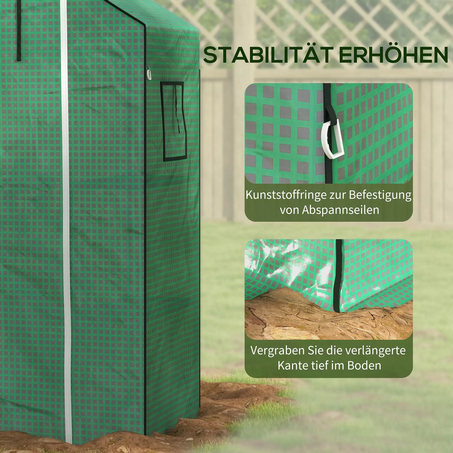 Atsarginė plėvelė šiltnamiui, Atsarginis uždangalas su UV apsauga, ritininės durys, šoniniai langai, 140 x 73 x 190 cm, Žalias