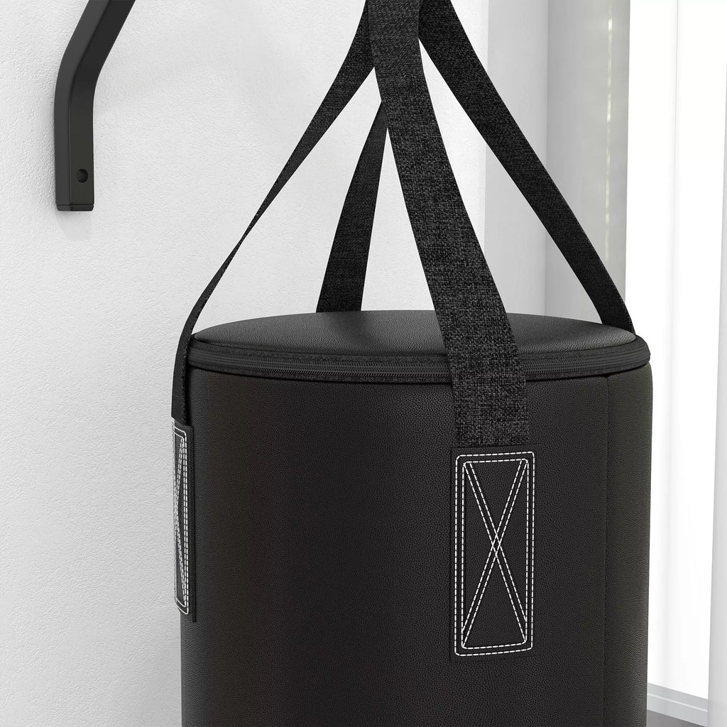 Bokso maišas, užpildomas, su sieniniu laikikliu, pirštinėmis ir tvarsciais, iki 45 kg, juodas