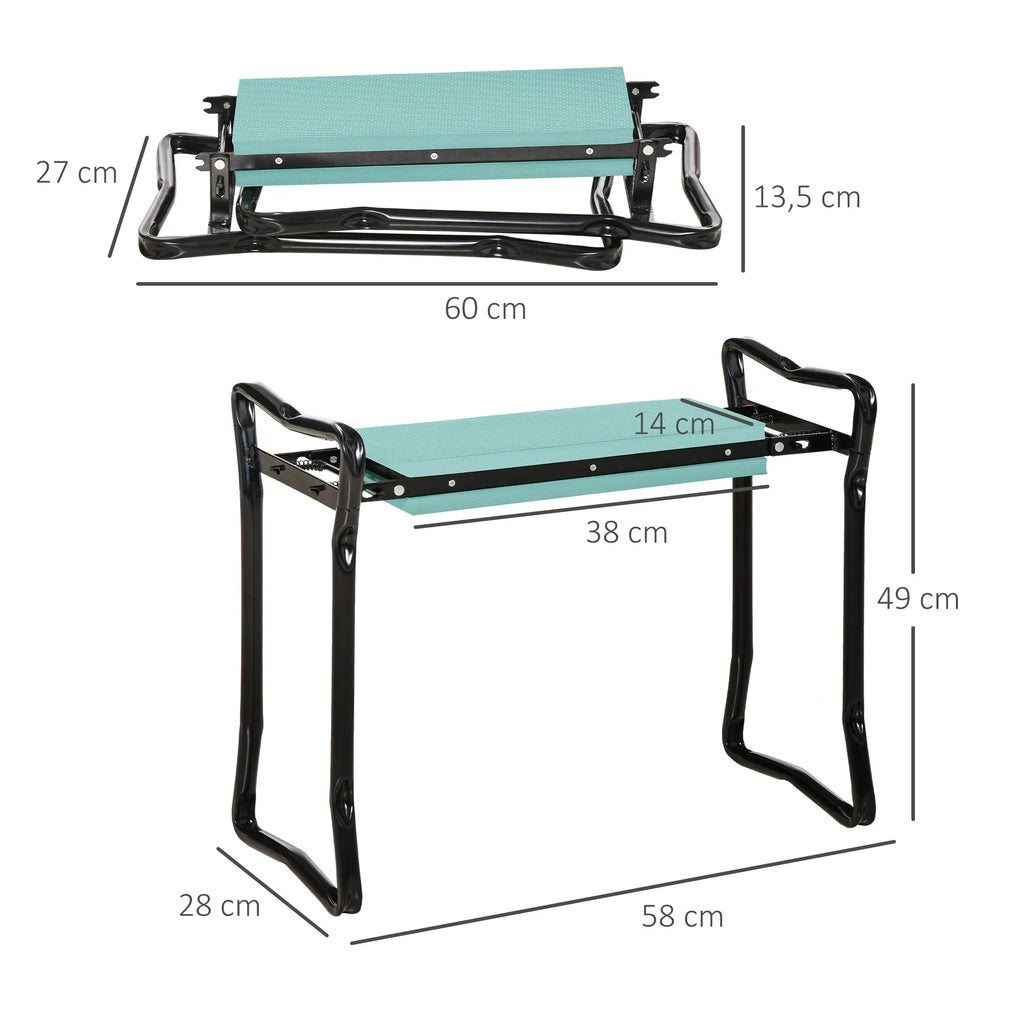 Sodininkystės kelių suolas Sulankstomas sodo taburetė Sodininkystės suolas Kelių pagalba iki 150 kg EVA putplastis Plienas Tamsiai žalia 58 x 28 x 49 cm