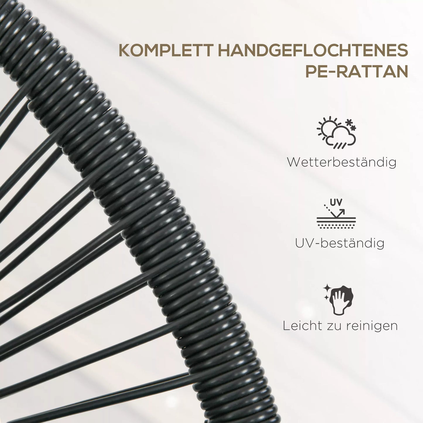 Rattaninis fotelis Boho stiliaus poilsio fotelis, 132 cm x 72 cm x 83 cm, juodas