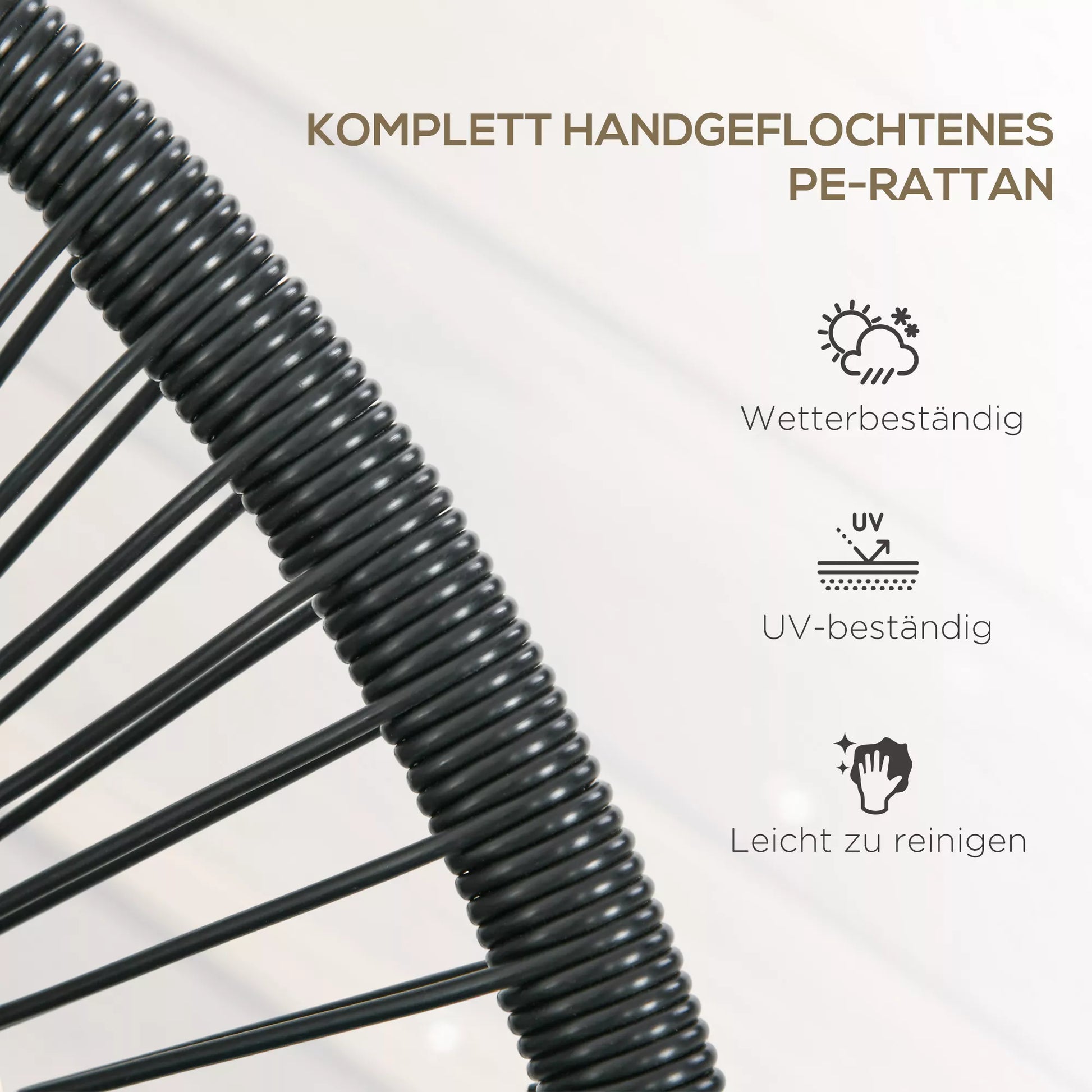 Rattaninis fotelis Boho stiliaus poilsio fotelis, 132 cm x 72 cm x 83 cm, juodas