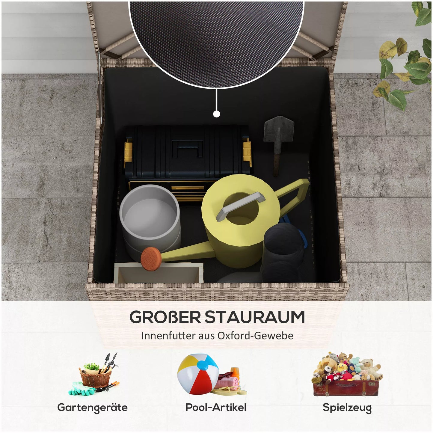 Poliratano dėžė daiktams, vidinis audinio pamušalas, lengvas atidarymas/uždarymas, metalinis rėmas, 75P x 75G x 70A cm, juoda