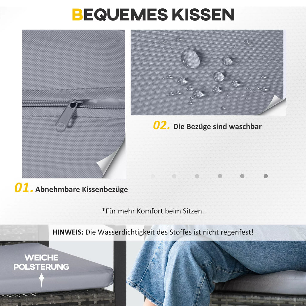 Infografika su pilko sodo komplekto pagalvėlėmis: nuimami užvalkalai, minkštas paminkštinimas