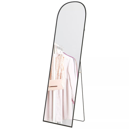 Pastatomas veidrodis, viso kūno veidrodis, modernaus dizaino, 50 cm x 1,5 cm x 161,5 cm, juodas