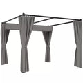 Pergola 3 x 3 m Atskirai stovinti terasos stogelė su stumdomu stogu, 4 šoninės sienos Atspari UV spinduliams Šviesiai pilka